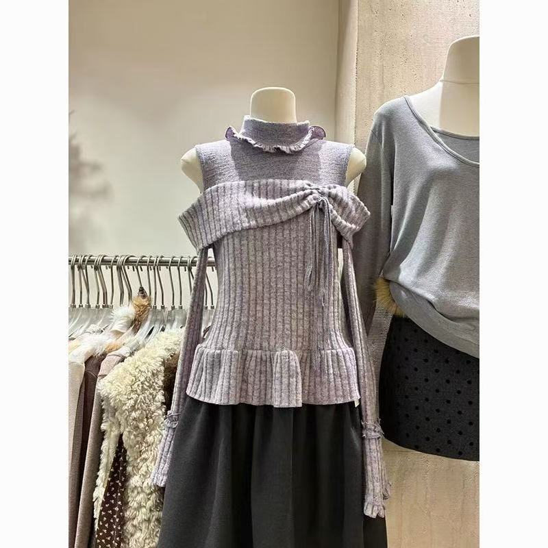 韩系氛围感紫色上衣