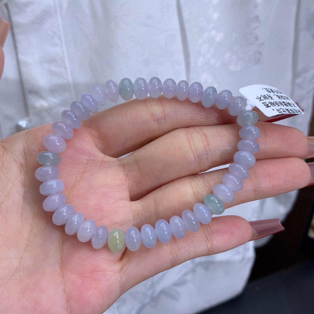 翡翠手链未镶嵌卡7.5冰胶鼓珠手串