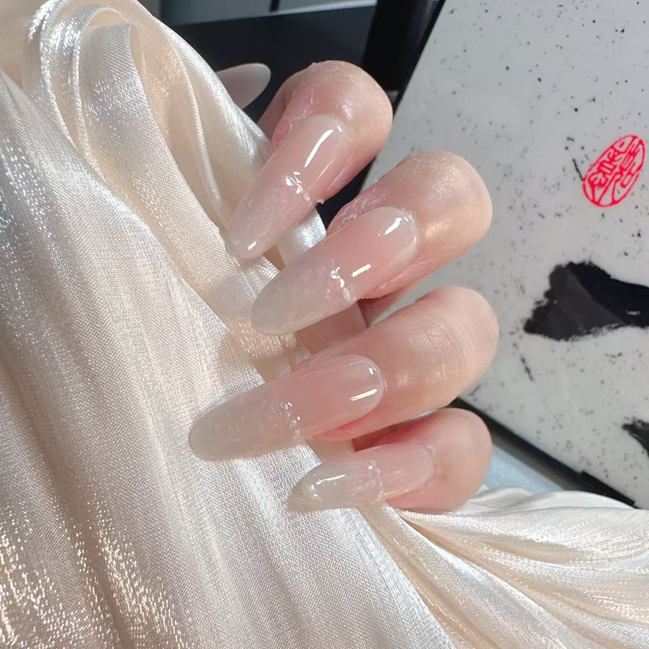 仙女螺纹贝壳纯手工穿戴甲（可制定甲型）