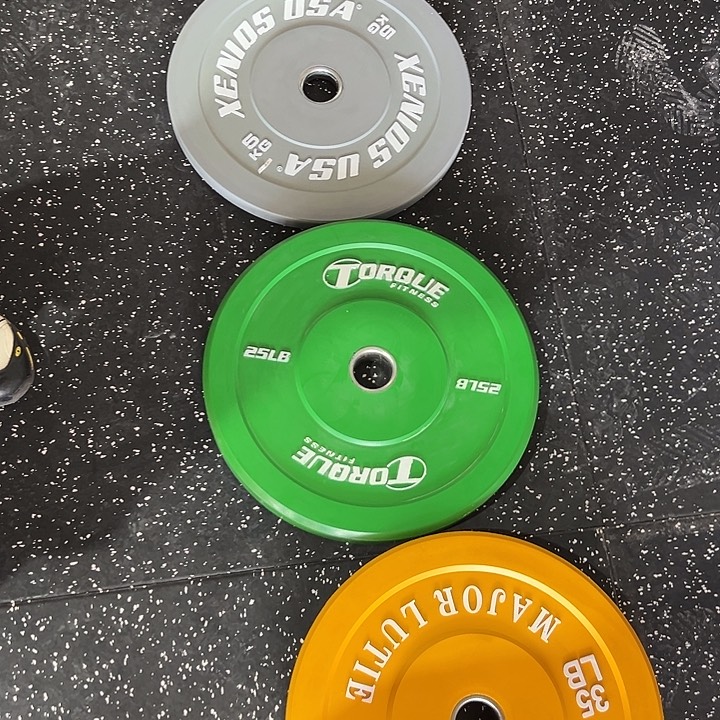 全新微瑕杠铃片5公斤一对灰色10公斤一对绿色15公斤一对黄色