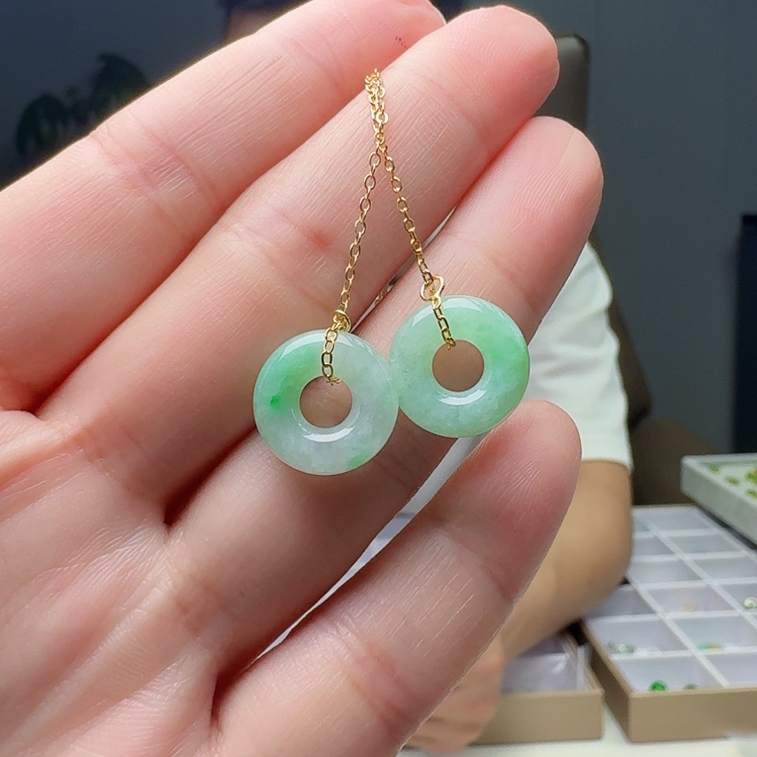 翡翠银S925镶嵌耳饰多样性发货其一