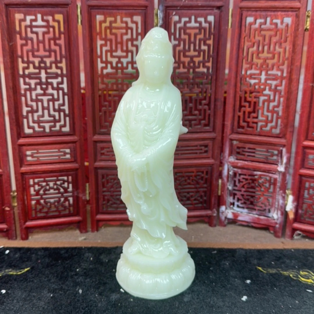 念珠南海观音全身雕刻摆件（赠礼盒）