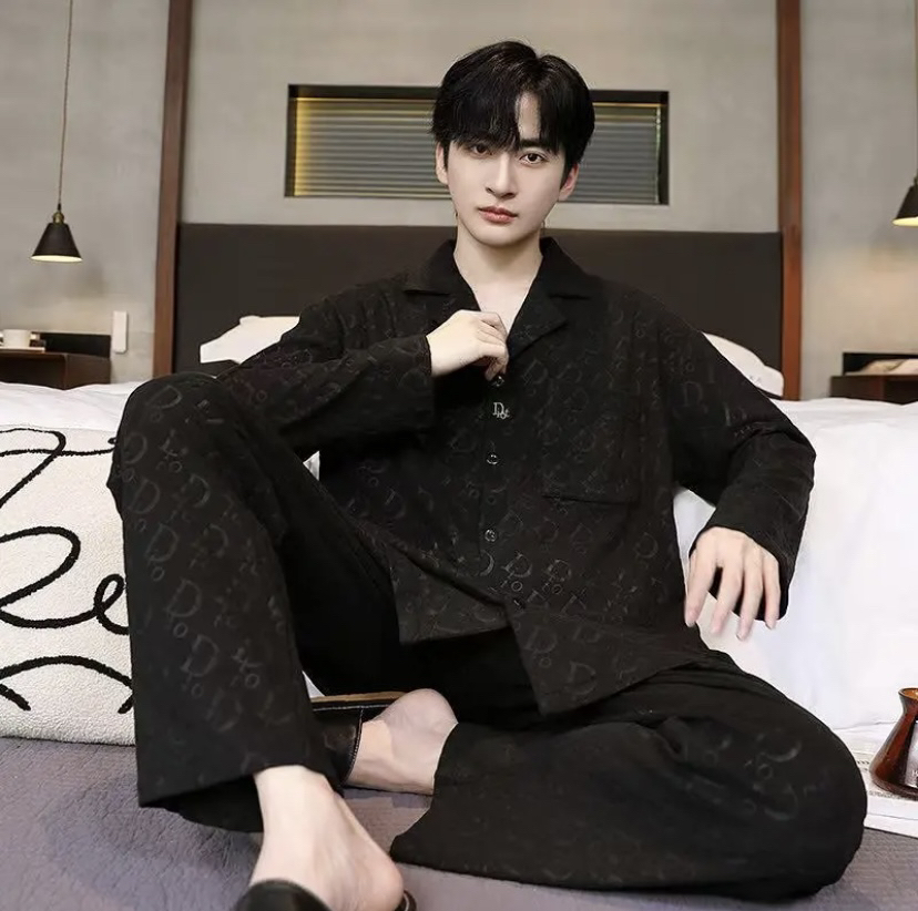 男士秋冬加厚长袖德绒保暖家居服套装可外穿