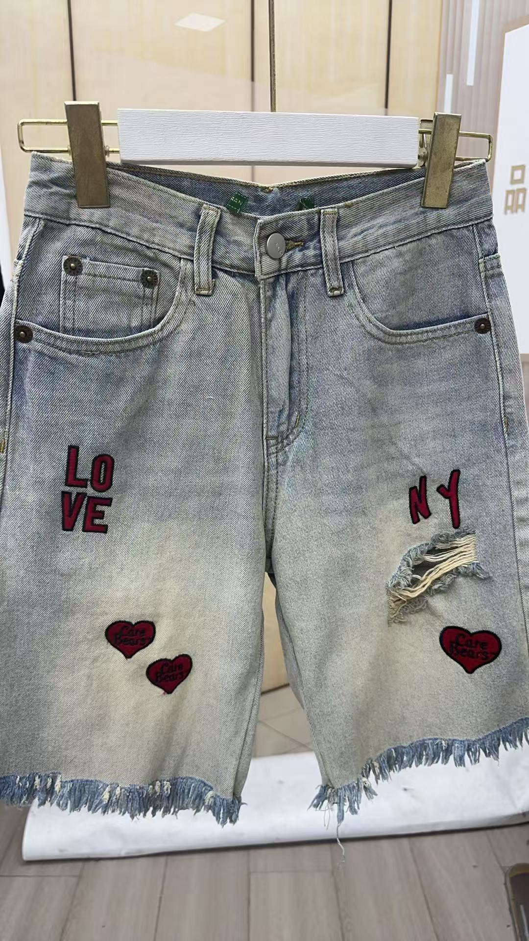 856高腰五分牛仔短裤女薄款夏季2025新款宽松直筒小个子5分中裤