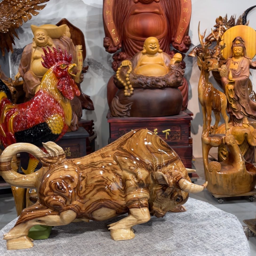 凯***】香樟木香樟木手工雕刻牛