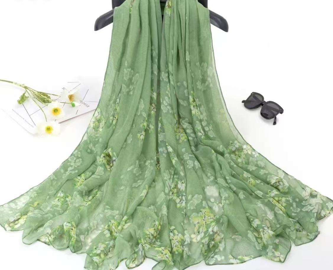 云纹纱加大版左右旅游拍照女士百搭洋气高档丝巾