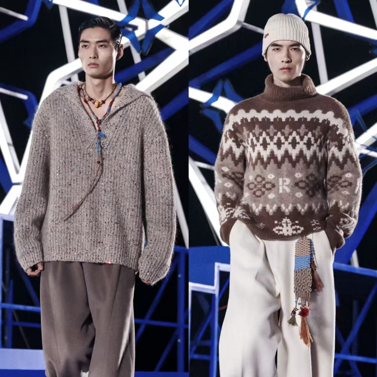 【马年红】冬季轻奢潮牌时尚男士针织开衫时尚百搭拉链立领毛衣9070