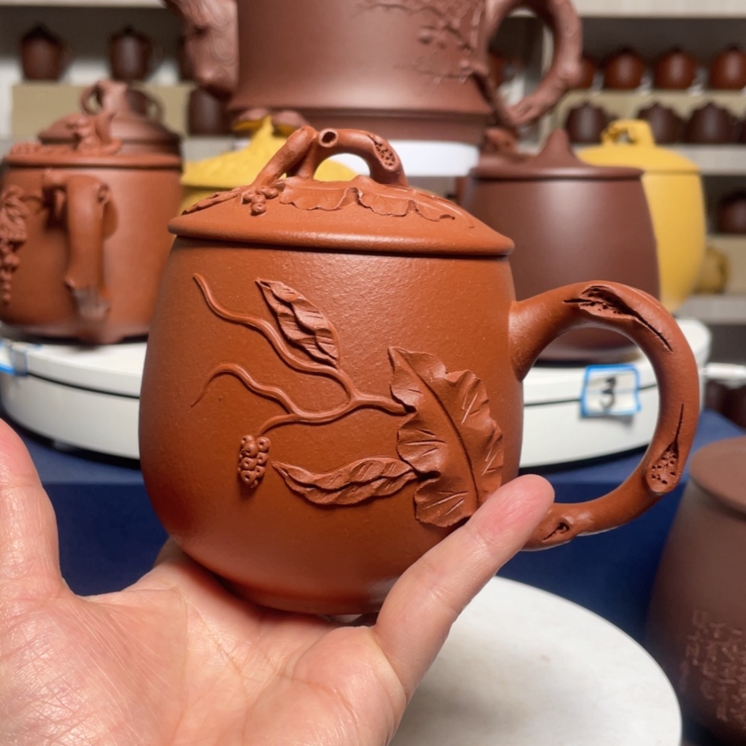 茶杯紫砂降波葡萄叶杯