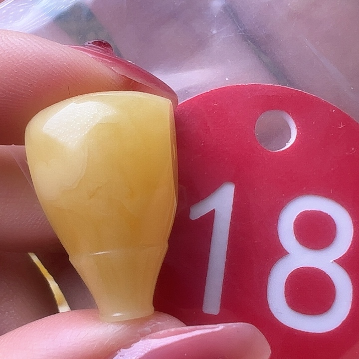 蜜蜡裸石未镶嵌微花粉 14.3mm 三通