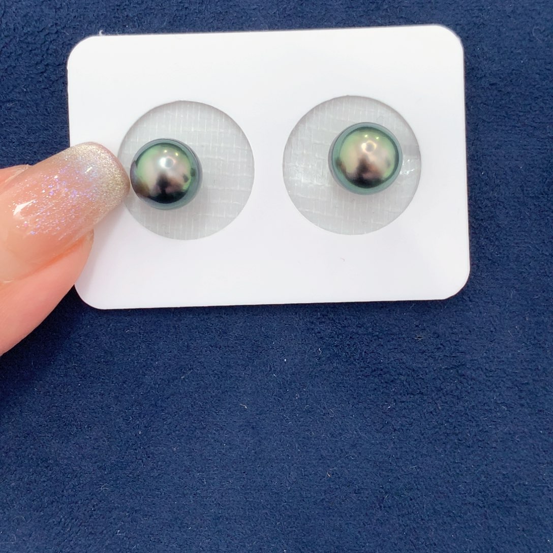 海水珍珠大溪地黑珍珠素钉18k金18K金镶嵌