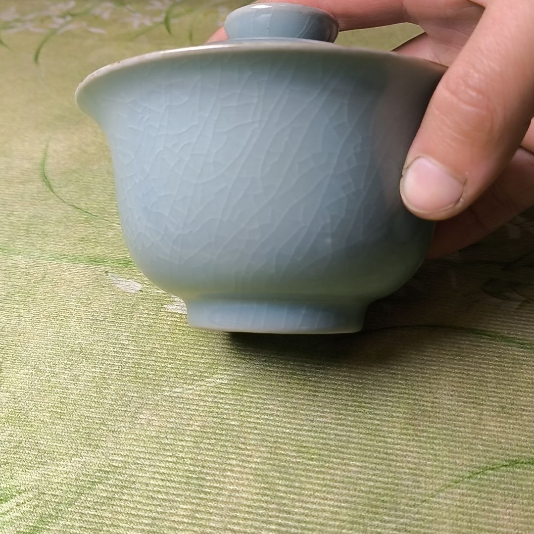 清凉寺汝瓷仿古釉纯手工微瑕盖碗