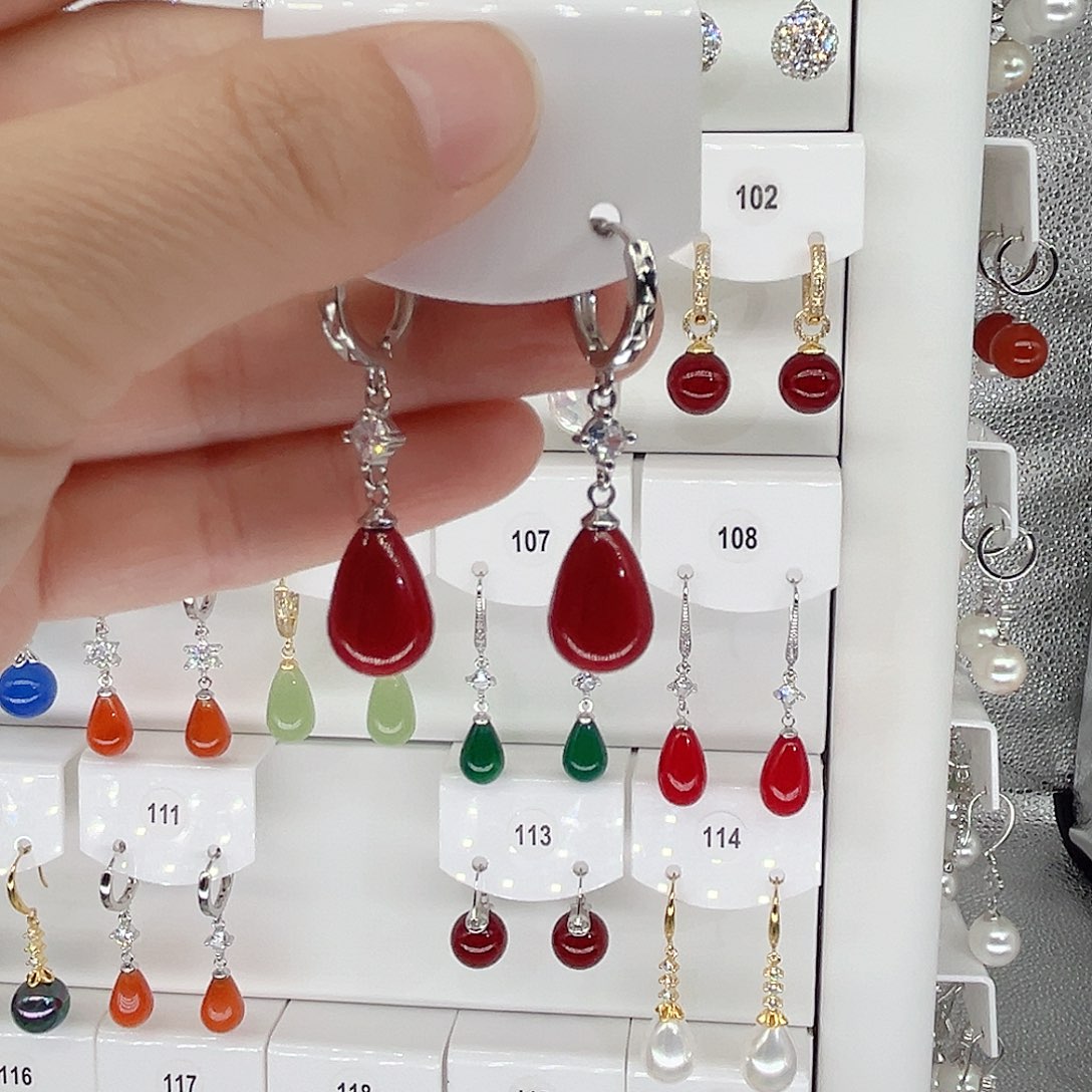 足银镶嵌耳坠淡水珍珠开****