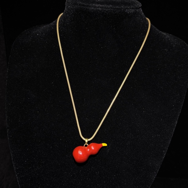 铜合金项链 百搭气质复古红色葫芦福禄