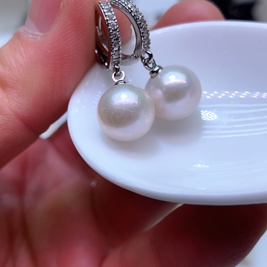 淡水珍珠耳饰银S925镶嵌