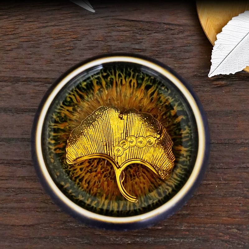 足银银制品 银器银杏叶茶宠配件泡茶银叶子999