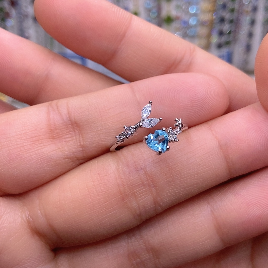 托帕石戒指银S925镶嵌