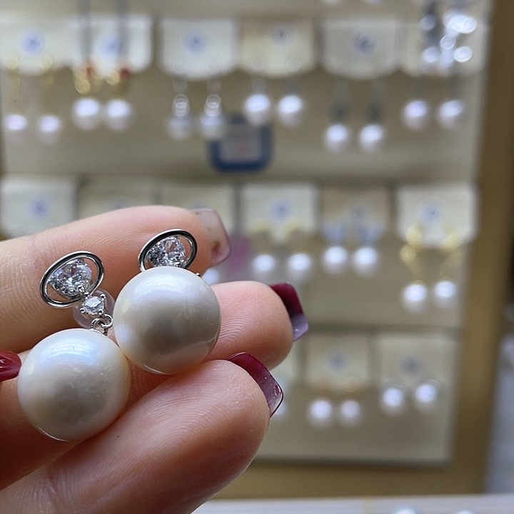 淡水珍珠耳饰银S925镶嵌