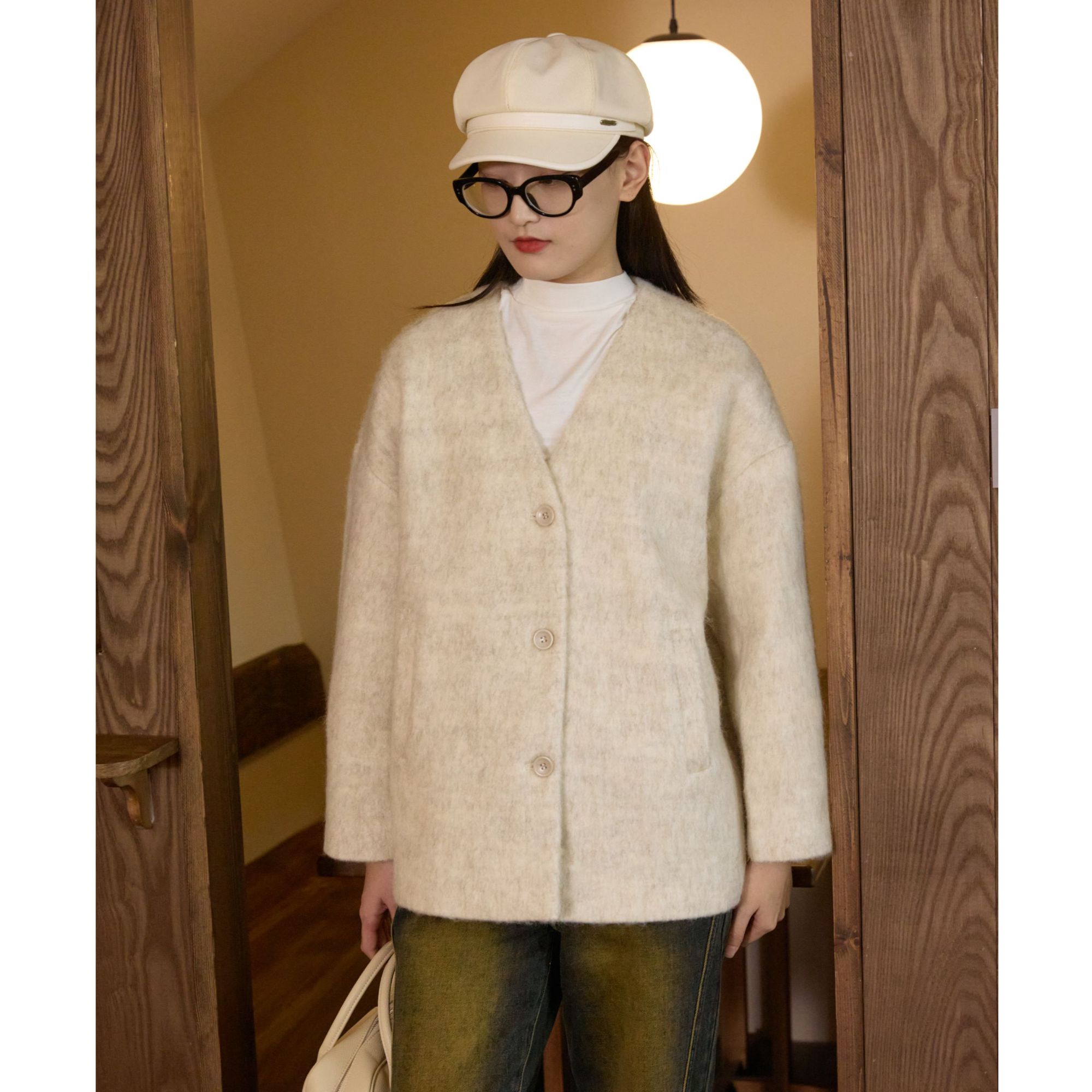 【首次PO价】西町村屋小香风秋冬新款高级感韩系加厚大衣HD8219009