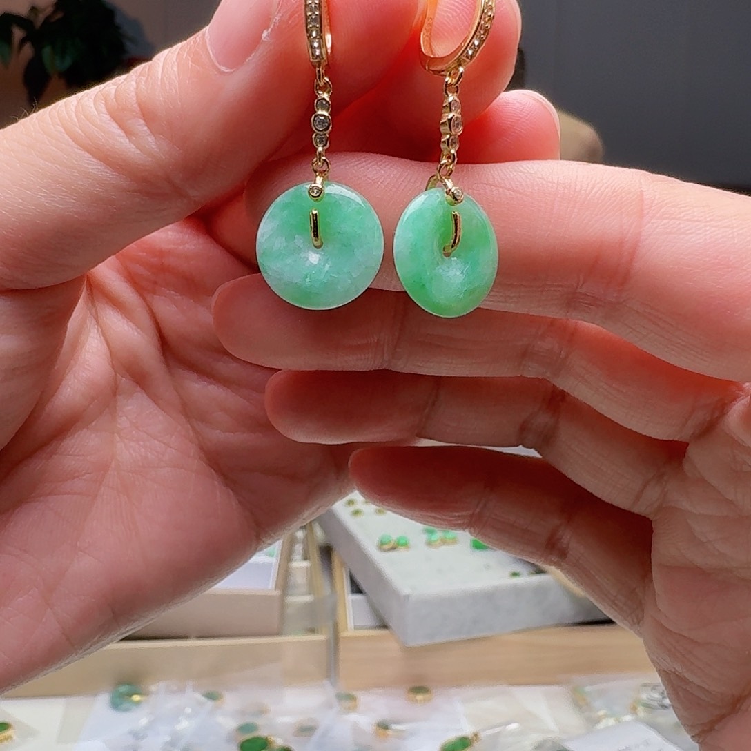 翡翠银S925镶嵌耳饰多样性发货其一