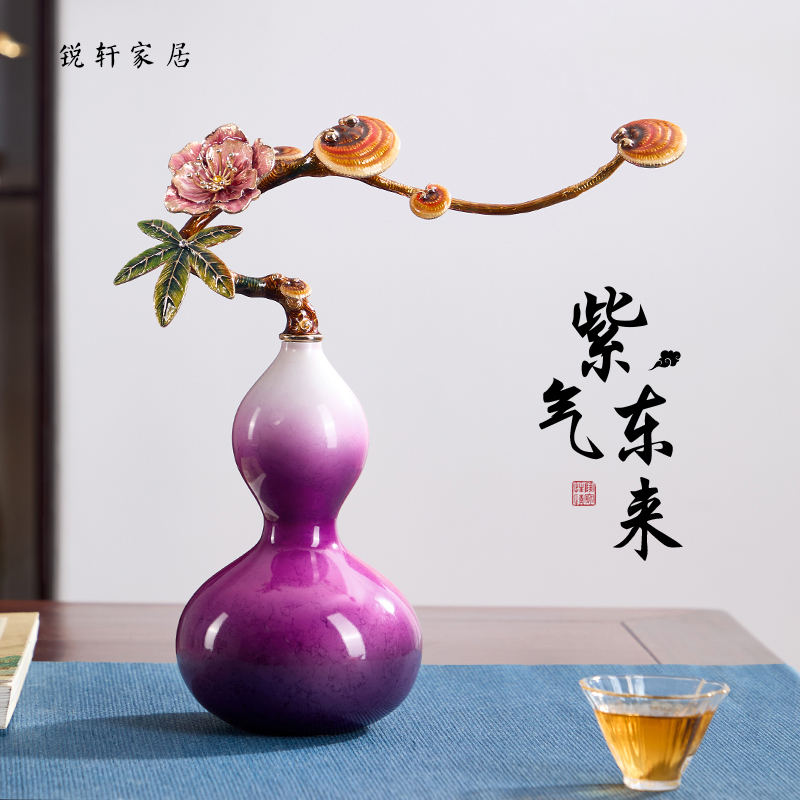 紫气东来黄铜葫芦摆件客厅玄关酒柜装饰品店铺开业乔迁新居礼品