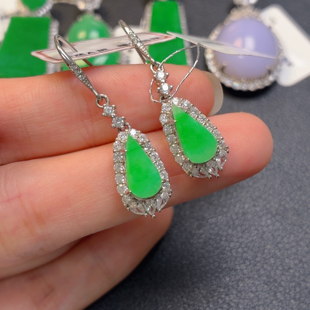 翡翠银S925镶嵌吊坠(不含链)耳坠