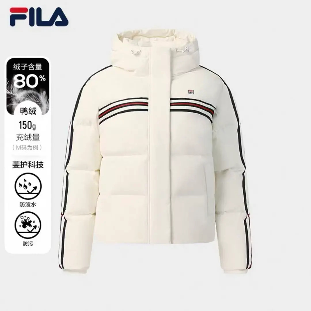 FILA斐乐女装2025冬款女士羽绒服休闲舒适保暖连帽外套F11W548903