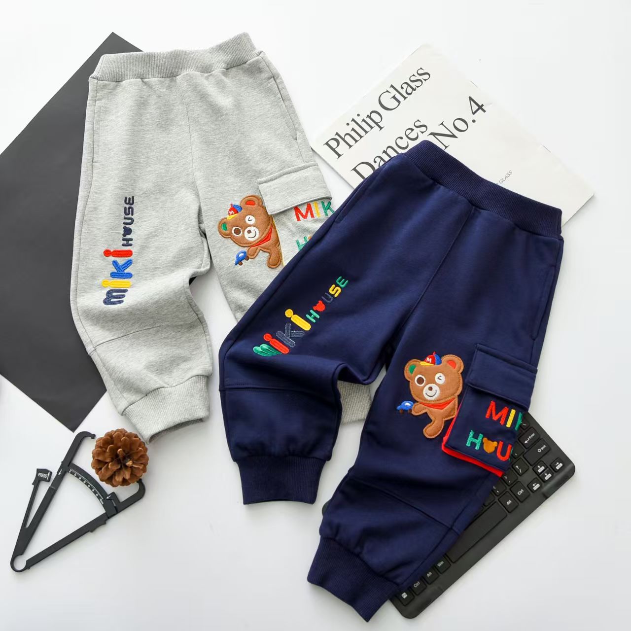 日系卡通口袋裤子童装小童洋气宝宝躲猫猫长裤