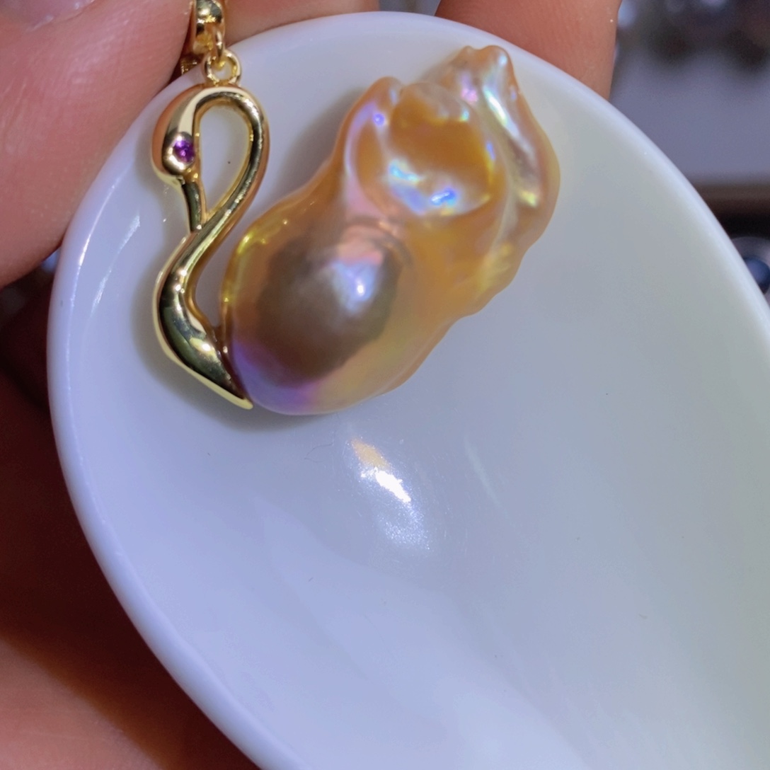 银S925镶嵌天然淡水珍珠淡水珍珠