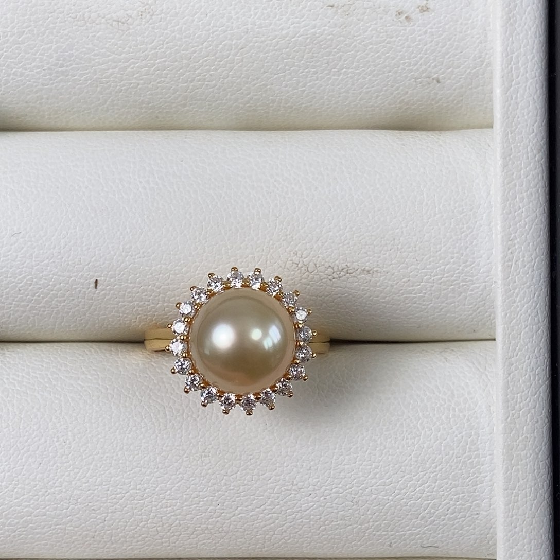 海水珍珠戒圈银S925镶嵌