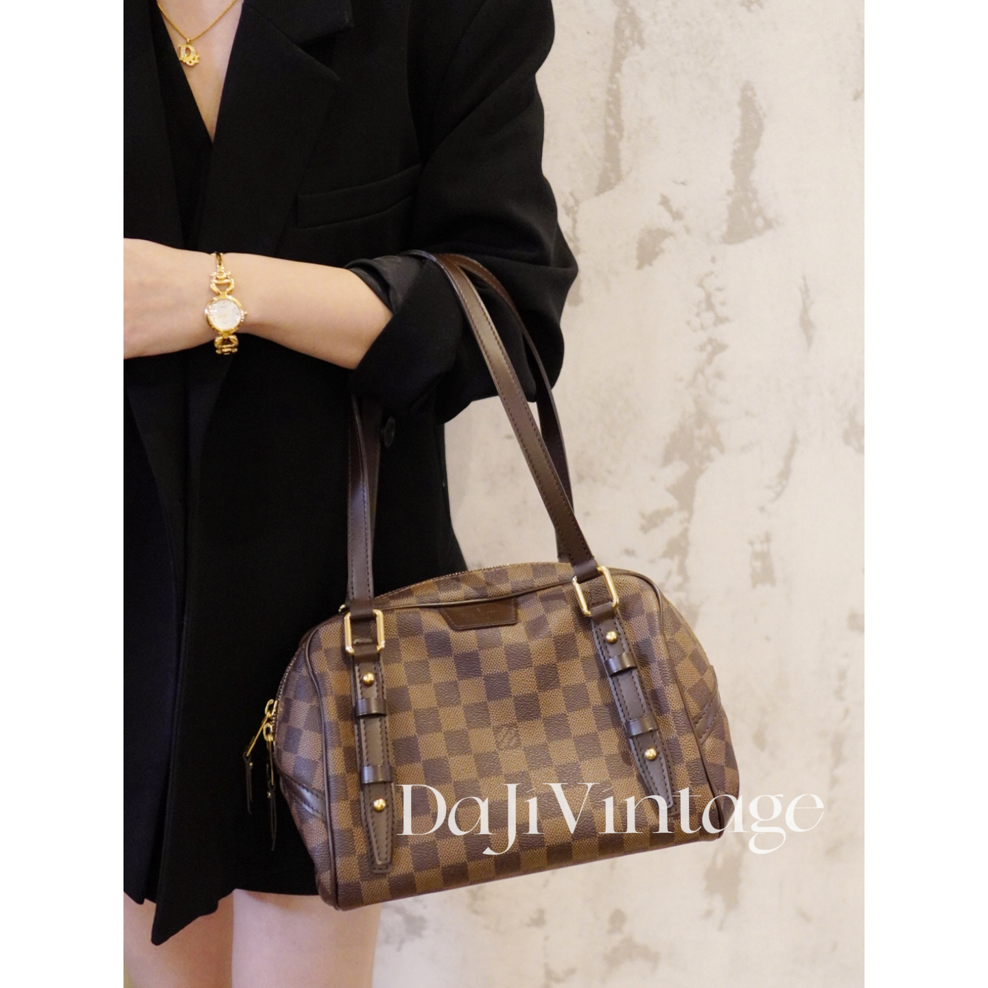 95新 LouisVuitton/路易威登 大吉中古/Lv棋盘格保龄球25单肩包