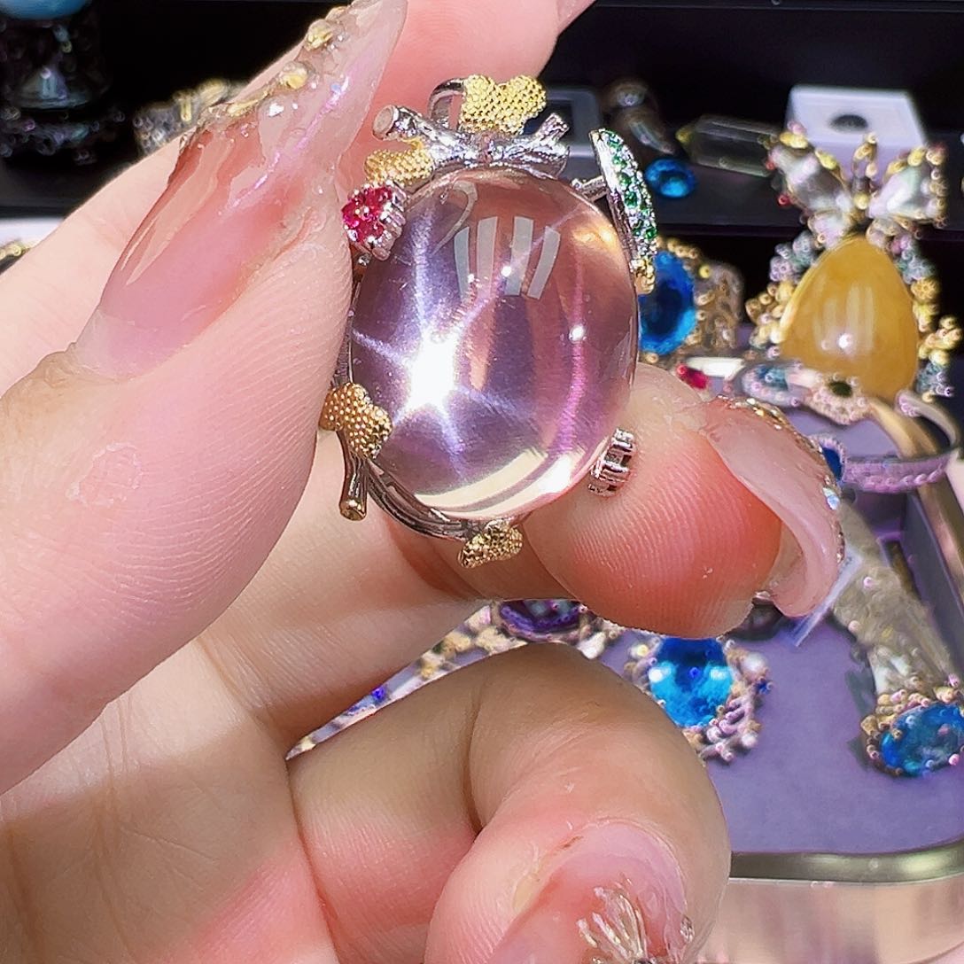 芙蓉石银S925镶嵌芙蓉石