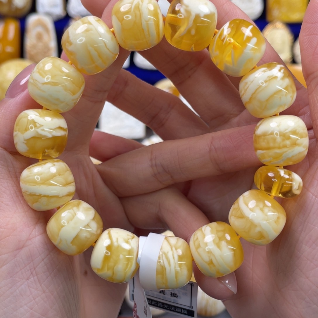 蜜蜡裸石未镶嵌琥珀蜜蜡手串卡16mm