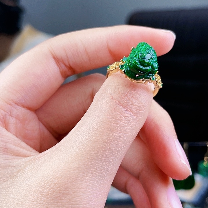 翡翠戒指银S925镶嵌饰品
