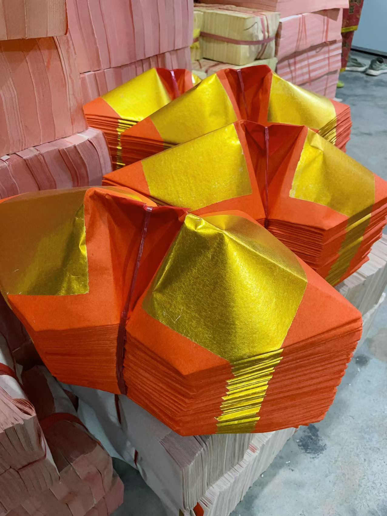 潮汕地区拜神拜佛五开皇宝200个烧纸批发厂家直销折叠鎏金纸