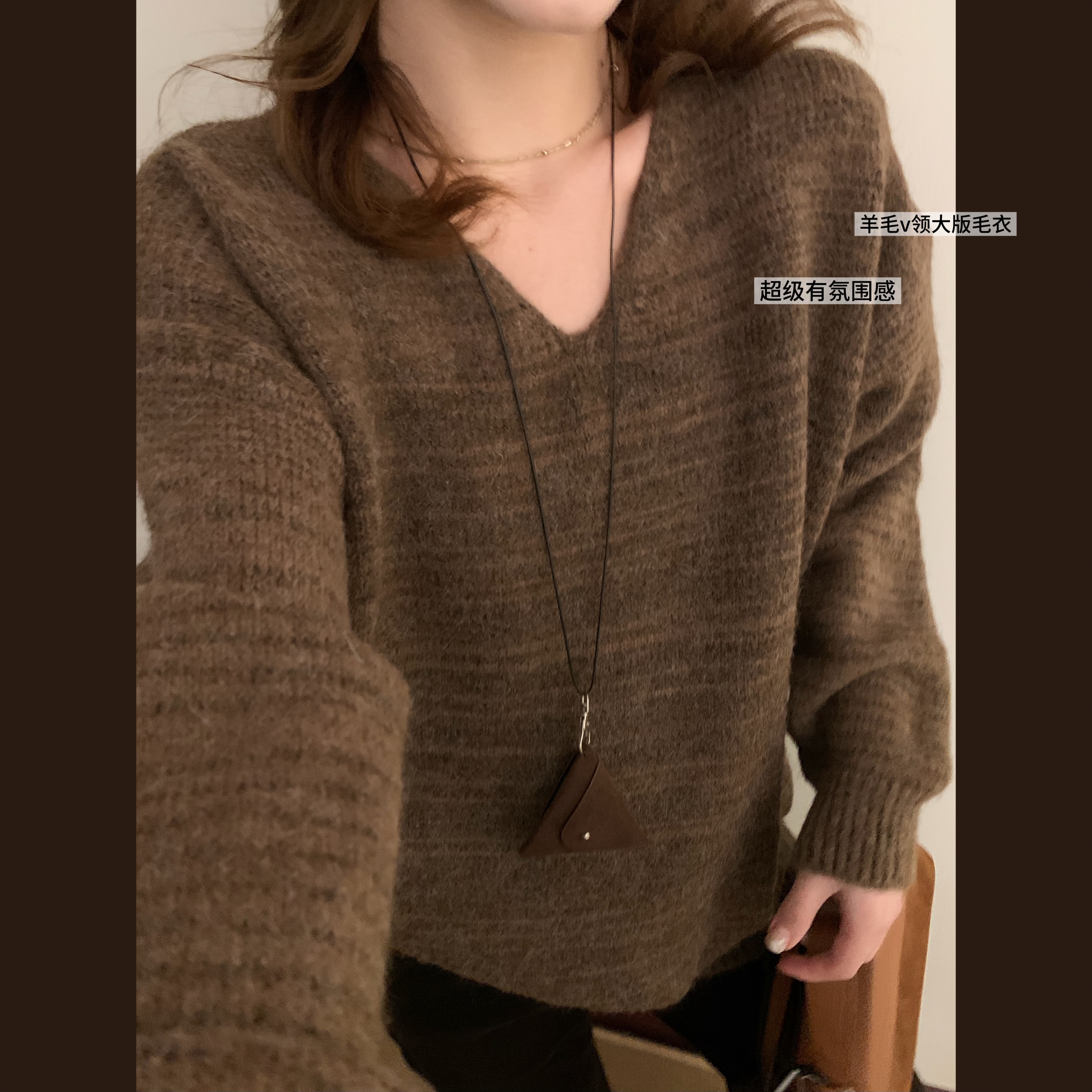 SS/SEASON STORY 慵懒风羊毛针织衫女冬季V领显瘦亲肤柔软毛衣