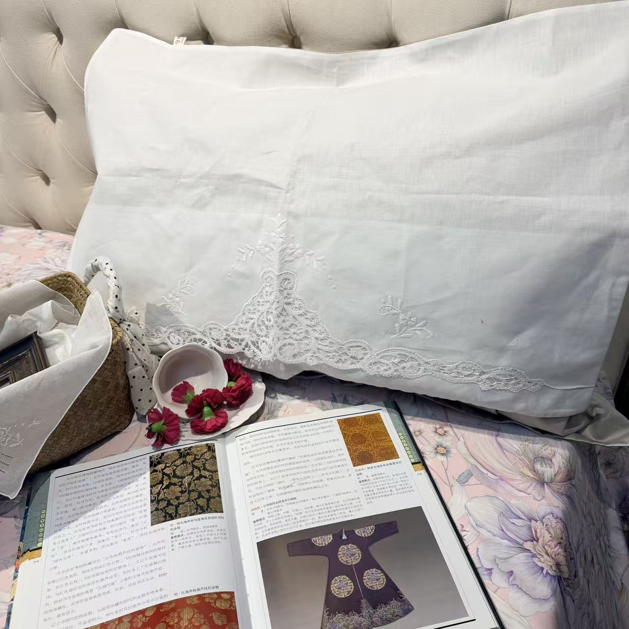 DZ395【玫瑰亚麻】青州府枕套50*74CM一对