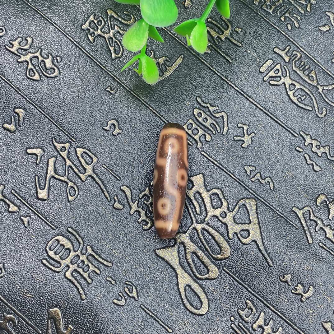 曲贡纯手工火贡系列红肉折线九眼天珠复古民族风玛瑙吊坠配饰可选