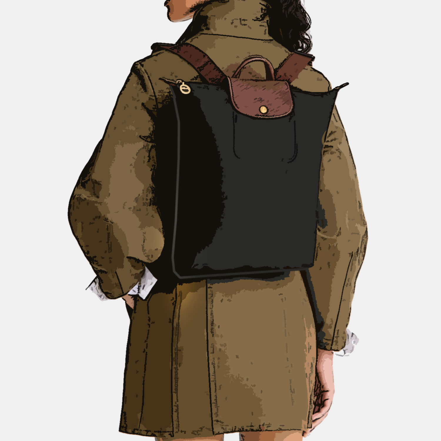 【顺丰包有】法式按扣拉链背包式双根双肩包时尚复古