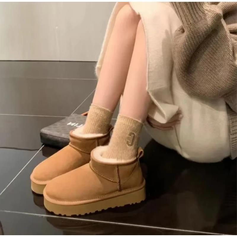 【厚底Mini】女士经典厚底雪地靴迷你羊皮毛一体时尚短筒靴保暖桑坡