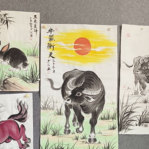 牛气冲天国画纯手绘作品