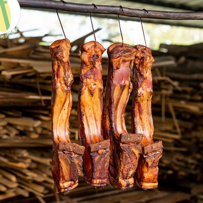 寸忆浓现称现拍，江西修水县散装称重烟熏山茶籽壳腊肉柴火2025