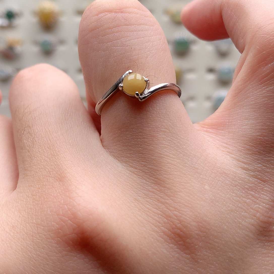 翡翠戒指银S925镶嵌0285