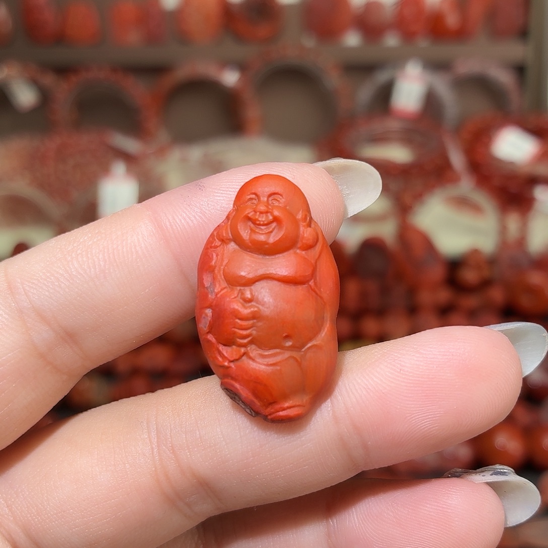 南红玛瑙未镶嵌颈饰弥勒佛牌