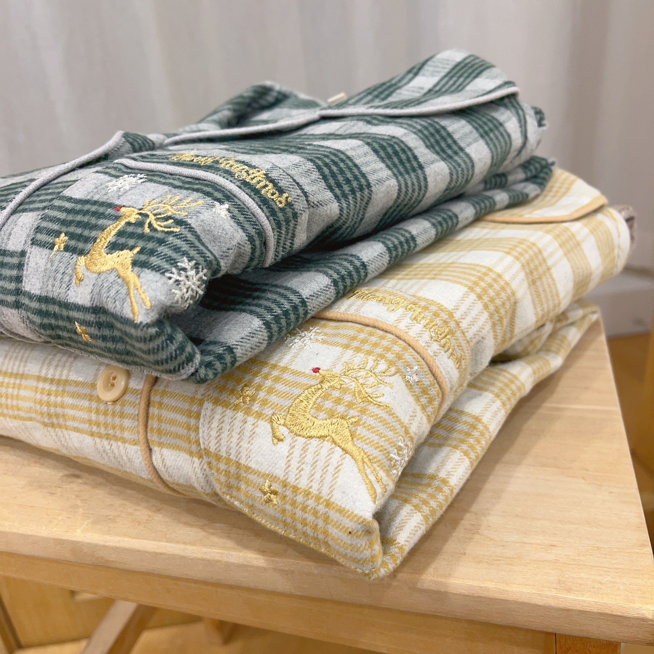 秋冬纯棉女士磨毛睡衣简约宽松长袖长裤保暖家居服套装251013