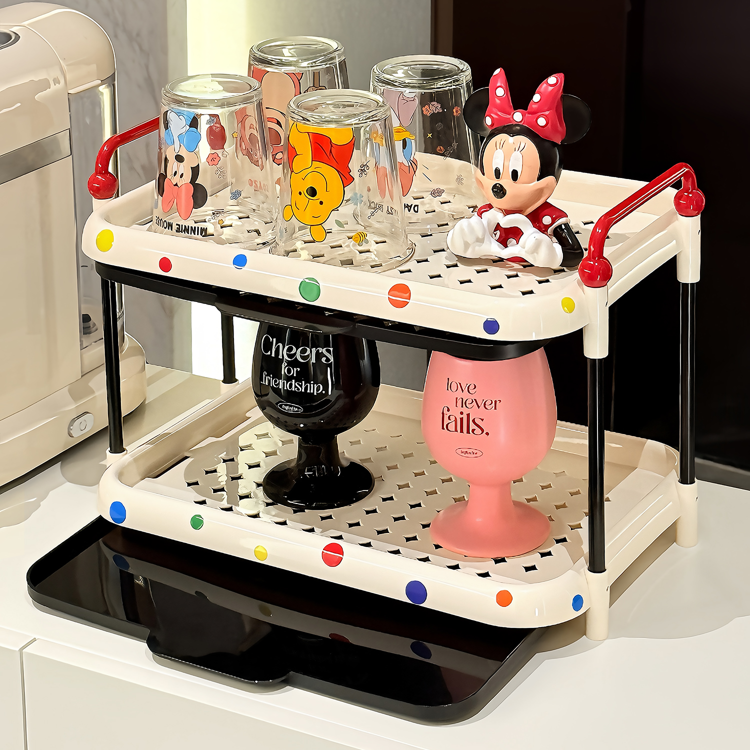 杯子收纳置物架桌面放水杯架子家用双层杯子沥水架杯具茶杯收纳架