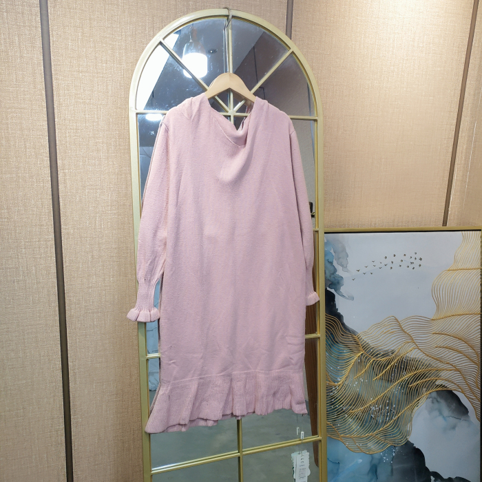 AE968孕妇粉色针织连衣裙100-130小脏