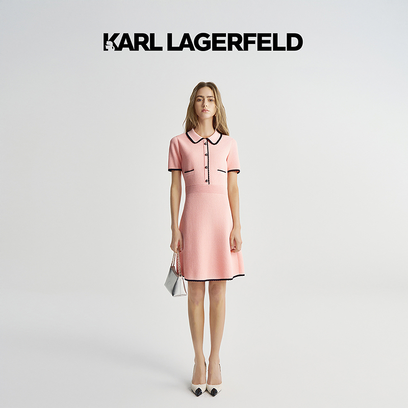 【官方】KARL LAGERFELD卡尔拉格斐2025夏季新款撞边连衣裙M22E1394