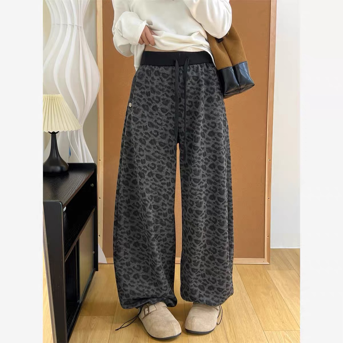 【MINZI敏子女装集合店】精选豹纹加绒裤