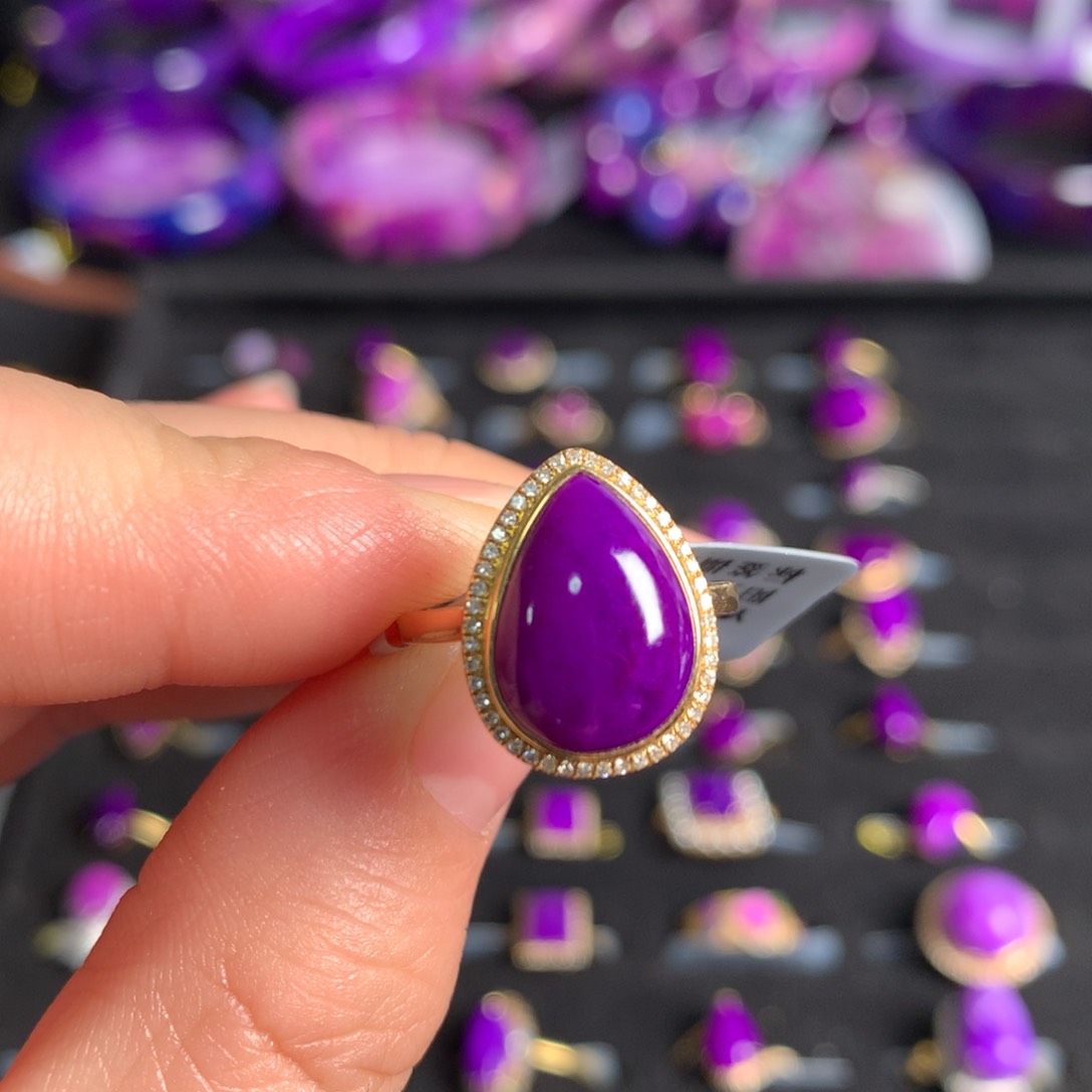 苏纪石（舒俱来）皇家紫戒指18K金镶嵌