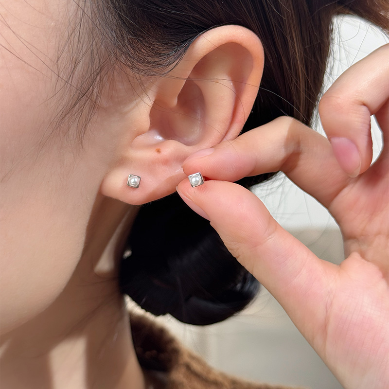 早兰 足银仿珍珠耳饰 【云舒耳钉】足银999简约百搭精致耳钉养耳洞